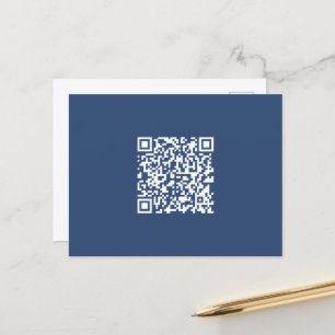 Cartão Postal Crie um Código QR Escaneável Azul Marinho Desbot