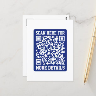 Cartão Postal Crie um código QR escaneável Azul Marinho (editá
