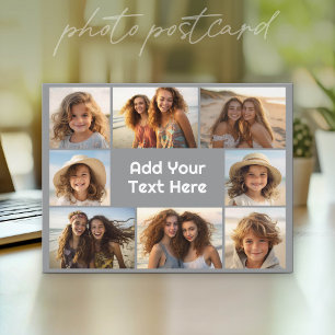 Cartão Postal Crie uma Colagem de Fotos Personalizada com 8 Foto