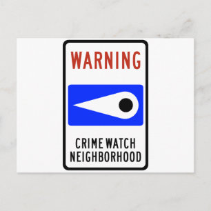 Cartão Postal Crime Watch Neighhood Highway Sign