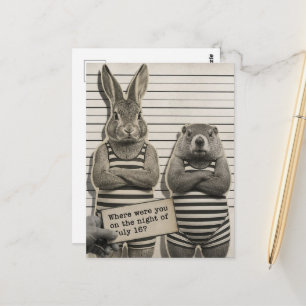 Cartão Postal Criminosos Fofos da Vida Selvagem Argano e Coelho
