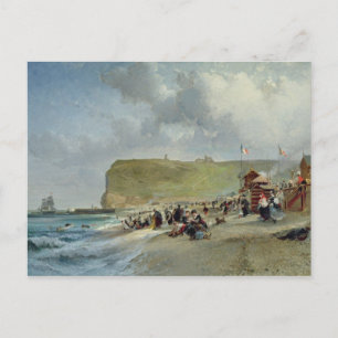 Cartão Postal Crinolinas na praia, Fecamp, 1871