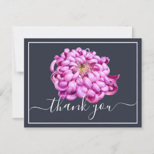 Cartão Postal Crisântemo Decorativo Rosa Exquisito Obrigado
