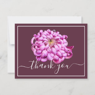 Cartão Postal Crisântemo Decorativo Rosa Exquisito Obrigado