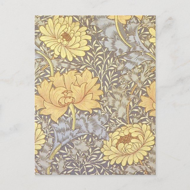 Cartão Postal Crisântemo Flores Mãe William Morris (Frente)