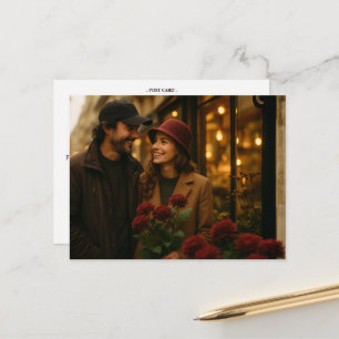 Cartão Postal Crisântemo Romântico sobre Rosa Teia de Aranha