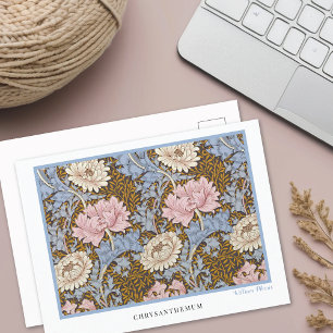Cartão Postal Crisântemos Rosa Floral William Morris