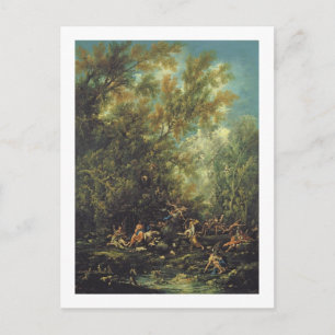 Cartão Postal Cristo assistido pelos anjos, c.1725-30 (óleo em 