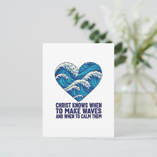 Cartão Postal Cristo azul oceânico e design de ondas (Em pé/Frente)