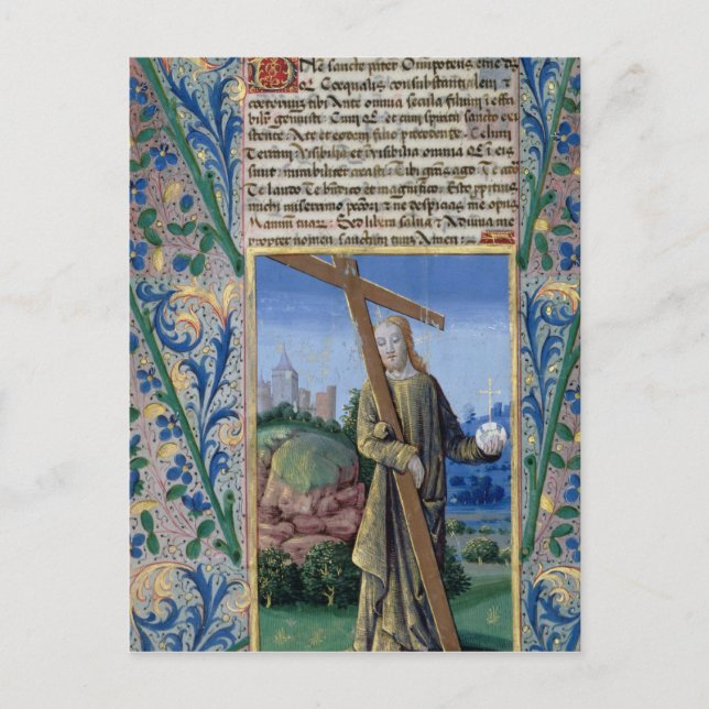 Cartão Postal Cristo com a Cruz e o orbe (Frente)