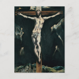 Cartão Postal Cristo Crucificado Com Toledo Ao Fundo
