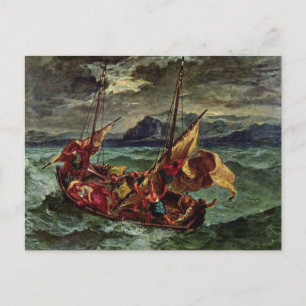 Cartão Postal Cristo do Mar da Galileia por Eugene Delacroix P