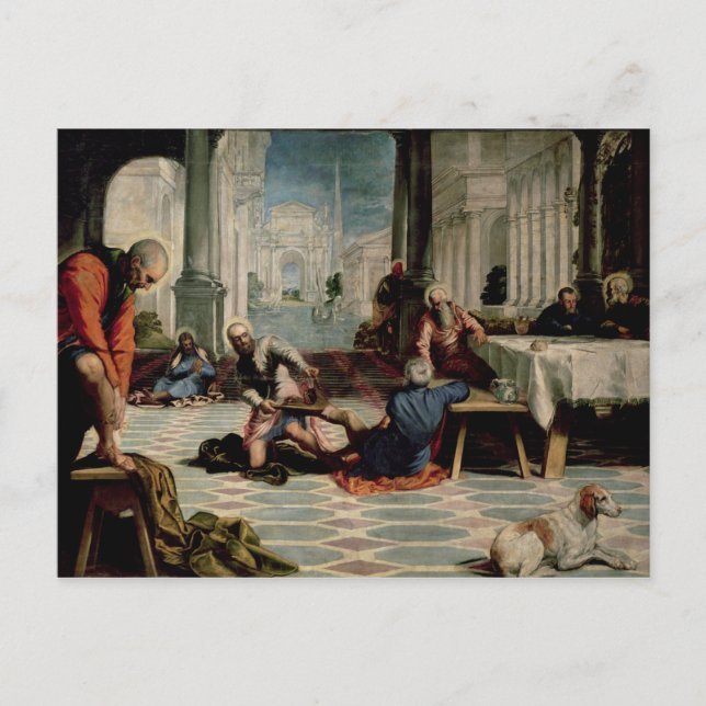 Cartão Postal Cristo Lavando os Pés dos Discípulos (Frente)