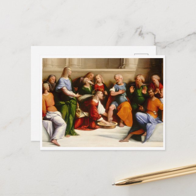 Cartão Postal Cristo Lavando os Pés dos Discípulos, Garofalo (Frente/Verso In Situ)