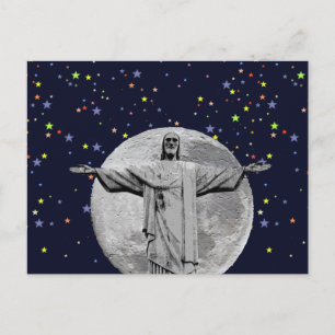 Cartão Postal Cristo, lua e estrelas