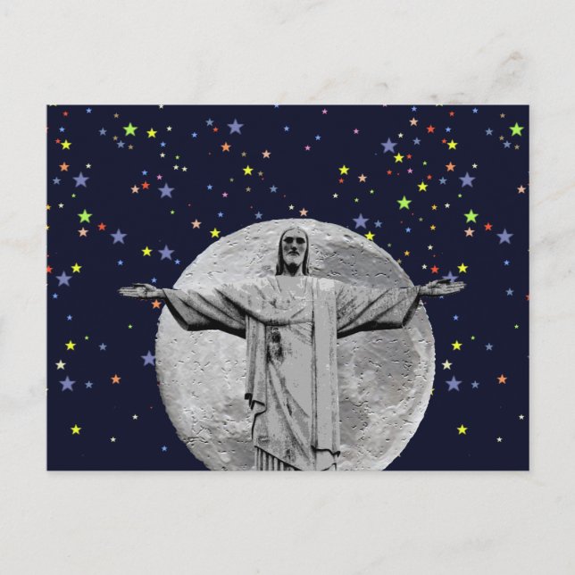 Cartão Postal Cristo, lua e estrelas (Frente)