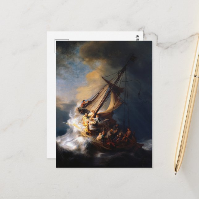 Cartão Postal Cristo na tempestade no mar da Galileia (Frente/Verso In Situ)