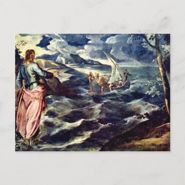 Cartão Postal Cristo No Mar Da Galileia Por Tintoretto Jacopo (Frente)