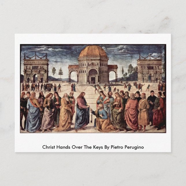 Cartão Postal Cristo Sobre As Chaves De Pietro Perugino (Frente)