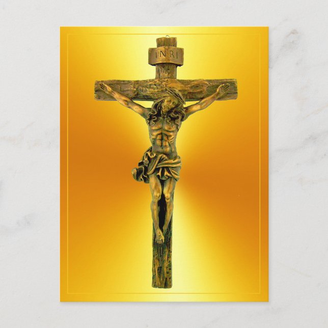 Cartão Postal Cristo sobre o Cross Focus no Cartão-Postal de Fé (Frente)