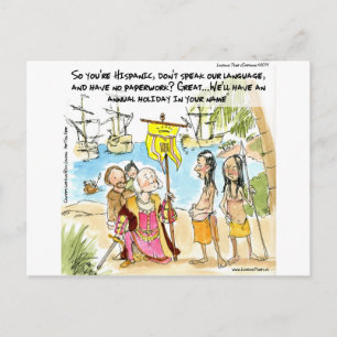 Cartão Postal Cristóvão Colombo Imigra Para a América Divertido