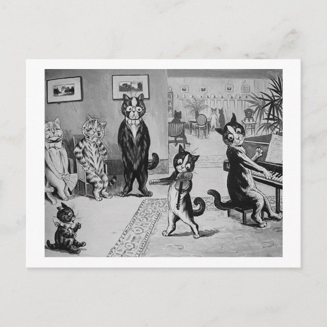 Cartão Postal Cristóvão Violinista Louis Wain (Frente)