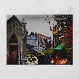 Cartão Postal *~* Crítico de Bruxas Raven HALLOWEEN
