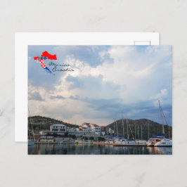 Cartão Postal Croácia | Hrvatska | Mar Adriático | Marina