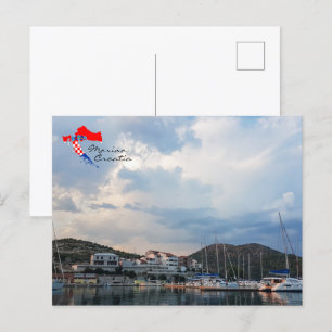 Cartão Postal Croácia Hrvatska Mar Adriático Marina