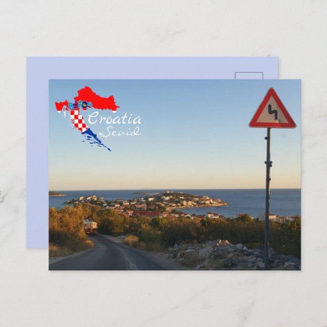 Cartão Postal Croácia | Sevid | Mar Adriático | Hrvatska (Frente/Verso)