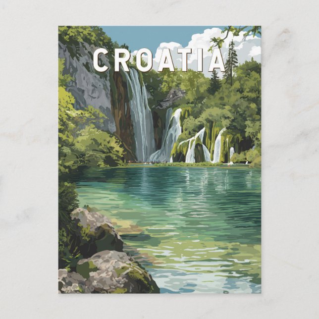 Cartão Postal Croatia Illustration Travel Art Vintage (Frente)
