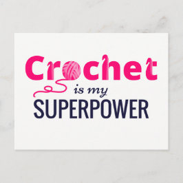 Cartão Postal Crochet é meu superpoder a rosa