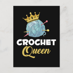 Cartão Postal Crochet Queen Crafting Yarn Crocheter Humor