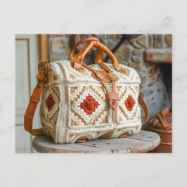 Cartão Postal Crocheted Handbag Made From Fine Granny Squares