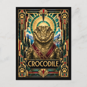 Cartão Postal Crocodilo, Arte Deco Vida Selvagem
