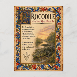 Cartão Postal Crocodilo, Arte do Bestiário Medieval