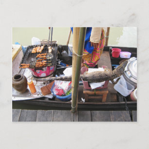 Cartão Postal Crocodilo CHURRASCO de carne ... Comida da rua Tai