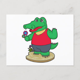 Cartão Postal Crocodilo com Flores