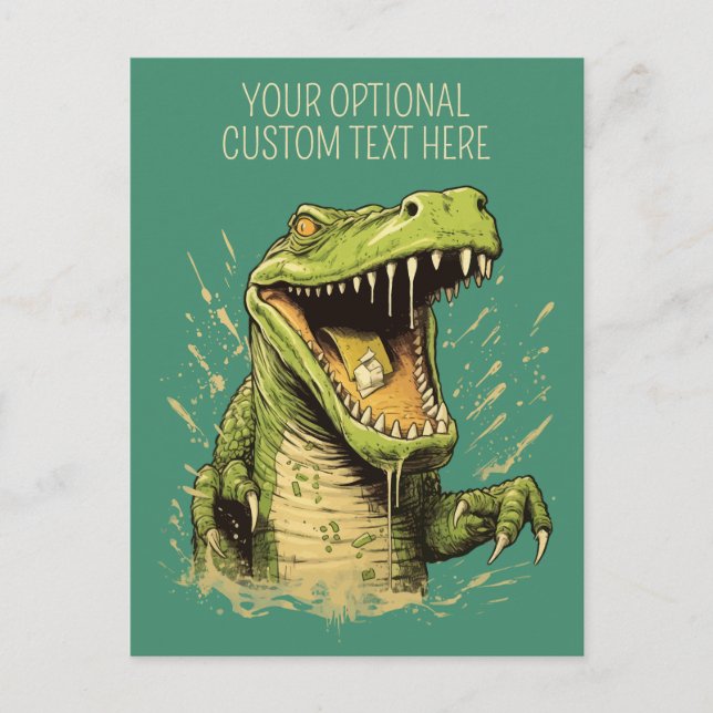 Cartão Postal Crocodilo de Texto Personalizado (Frente)