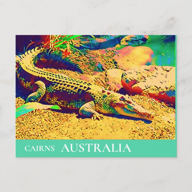 Cartão Postal Crocodilo réptil Queensland viagem da Austrália (Frente)