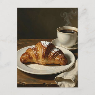 Cartão Postal Croissant Dourado Vida Estática Café