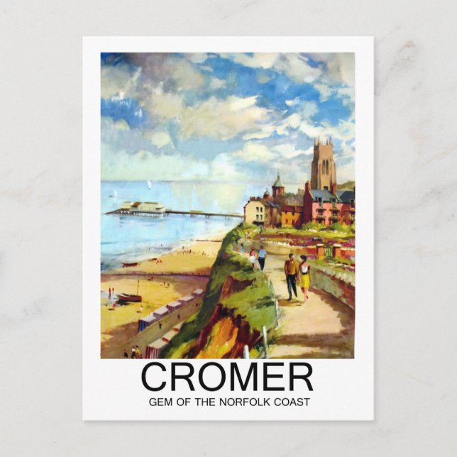Cartão Postal Cromer, Gem da costa Norfolk, Inglaterra, viagem (Frente)
