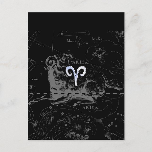 Cartão Postal Cromo como símbolo do zodíaco Áries no Hevelius 16 (Frente)