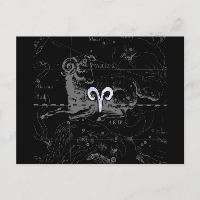 Cartão Postal Cromo como símbolo do zodíaco de Áries em Hevelius (Frente)