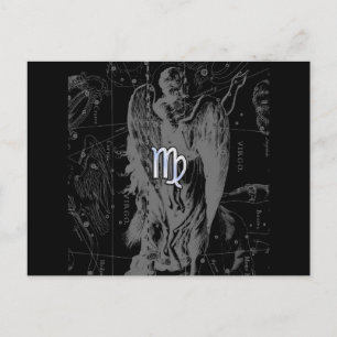 Cartão Postal Cromo como Virgo Zodiac Sinal em Hevélio em Preto