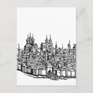 Cartão Postal Crônica Premium Medieval de Erfurt da Turíngia Art