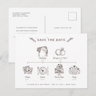 Cartão Postal Cronograma de Casamento Minimalista Moderno - Salv