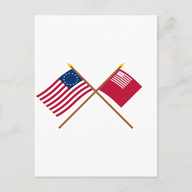 Cartão Postal Crossed Betsy Ross e Brandywine Flags (Frente)