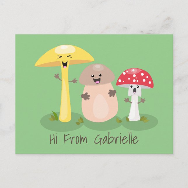 Cartão Postal Crote kawaii cogumelo toadstool (Frente)