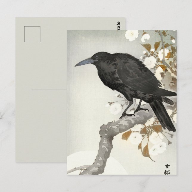 Cartão Postal Crow Raven Koson Japonês (Frente/Verso)